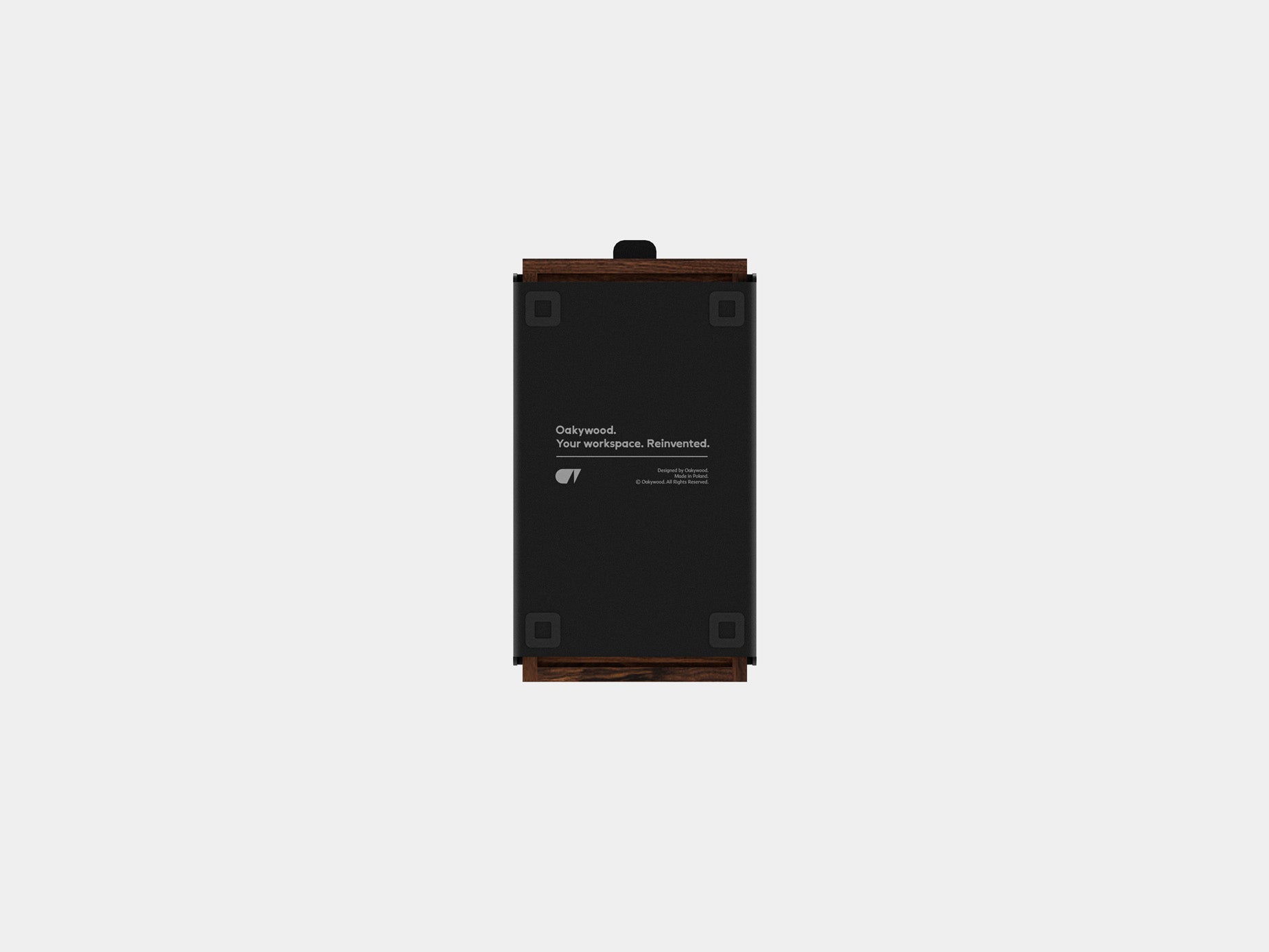 oakywood small walnut modular drawer with black base bottom view | walnut, , black