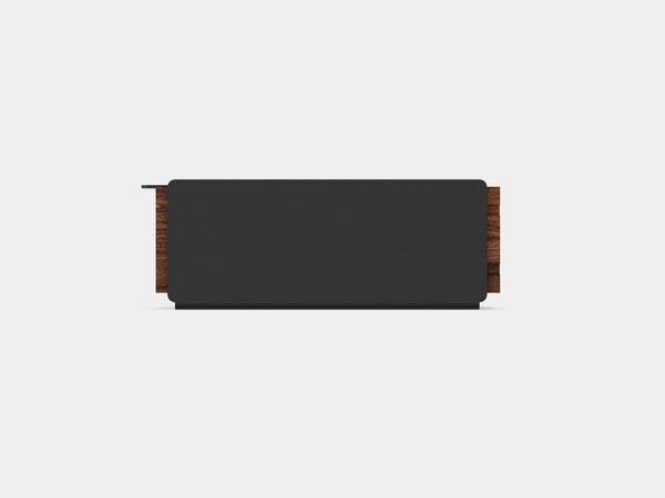 oakywood small walnut modular drawer with black base side view | walnut, single drawer, black