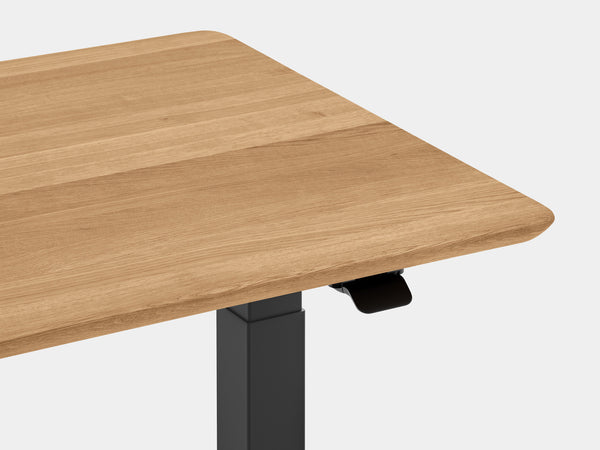 oak oakywood standing desk pro with black legs closeup | oak, , black