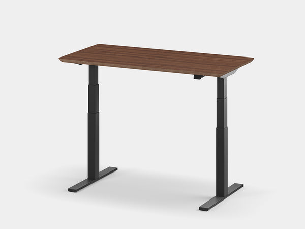 walnut veneer oakywood standing desk pro with black legs in standing position | walnut veneer, , black
