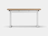 oakywood oak veneer standing desk pro with white legs and cable management back view | oak veneer, ,white