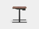 oakywood walnut veneer standing desk pro with black legs and cable management side view | walnut veneer, ,black