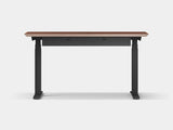 oakywood walnut veneer standing desk pro with black legs and cable management back view | walnut veneer, ,black