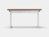 oakywood walnut veneer standing desk pro with white legs and cable management back view | walnut veneer, ,white