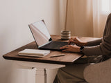 Compact Standing Desk Pro Mini in a modern workspace with height-adjustable frame | walnut, ,