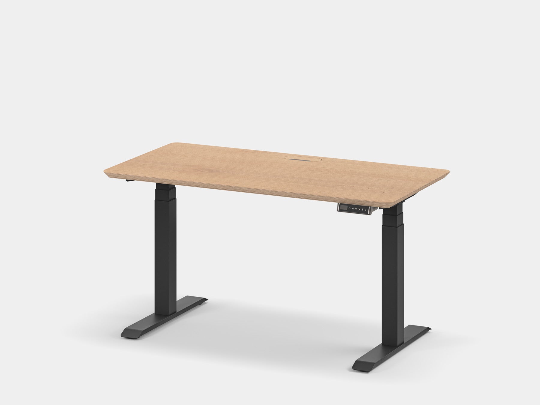 Oakywood Standing Desk Touch Bundle in oak Standing Desk with cable management | oak veneer, , black