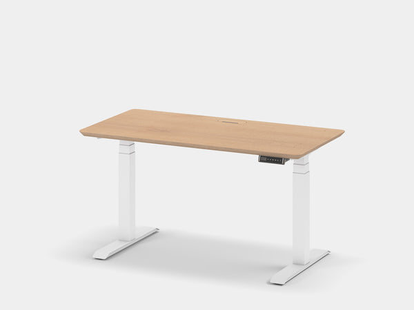 Oakywood Standing Desk Touch Bundle in oak Standing Desk with cable management | oak veneer, , white