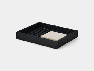 Oakywood Valet Tray in black – versatile black tray for decluttering your desk | black, medium