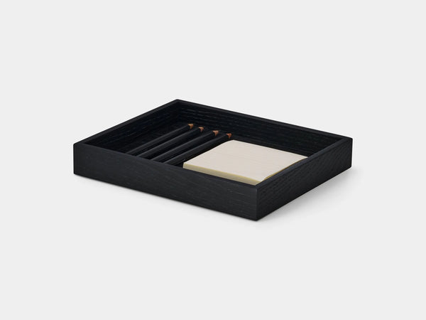 Oakywood Valet Tray in black – versatile black tray for decluttering your desk | black, medium