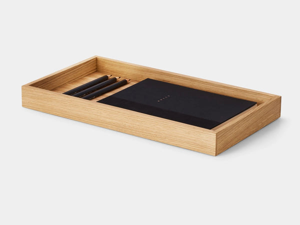 Oakywood Valet Tray in oak – elegant wooden tray for organizing desk essentials | oak, large