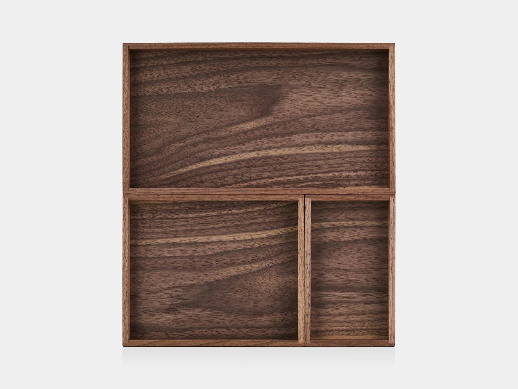 Oakywood Stackable Valet Trays Bundle in walnut – functional stackable trays for desk organization | walnut, 