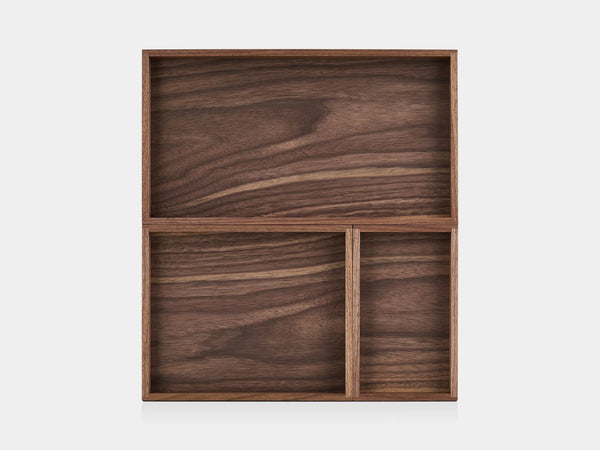 Oakywood Valet Tray in black – sleek black tray for desk organization and small items | walnut, 