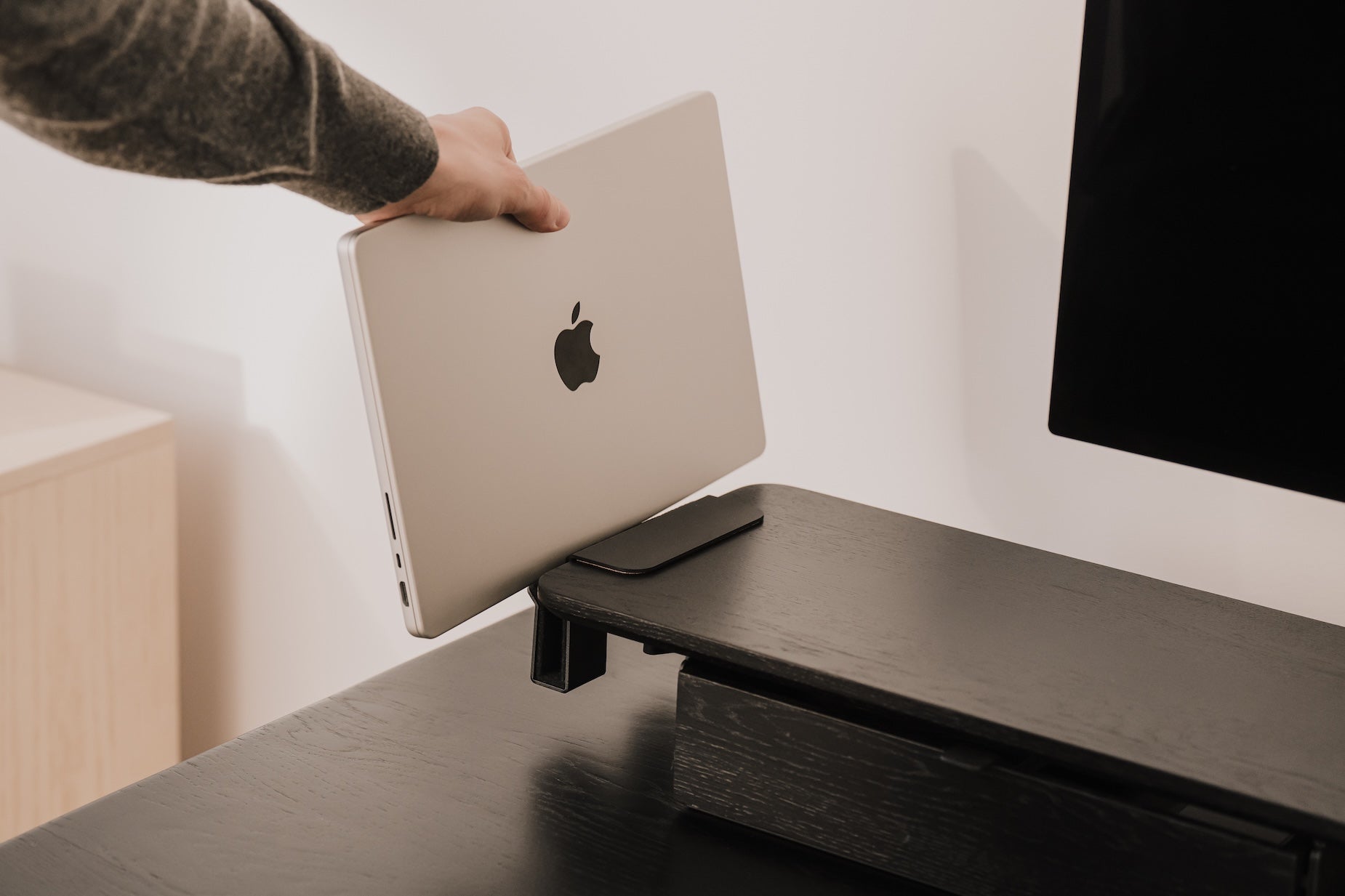 laptop vertical desk shelf mount| black