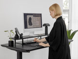oakywood black wooden standing desk setup | black, , 