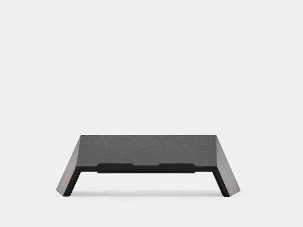 oakywood black wooden laptop stand front view | black, 