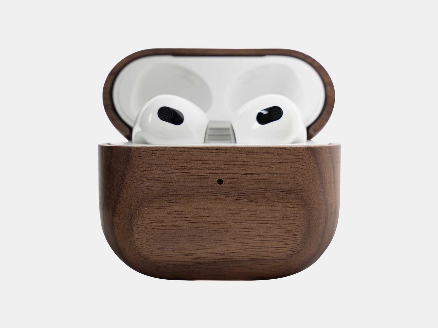 oakywood walnut wooden airpods 3 case open | walnut, airpods 3