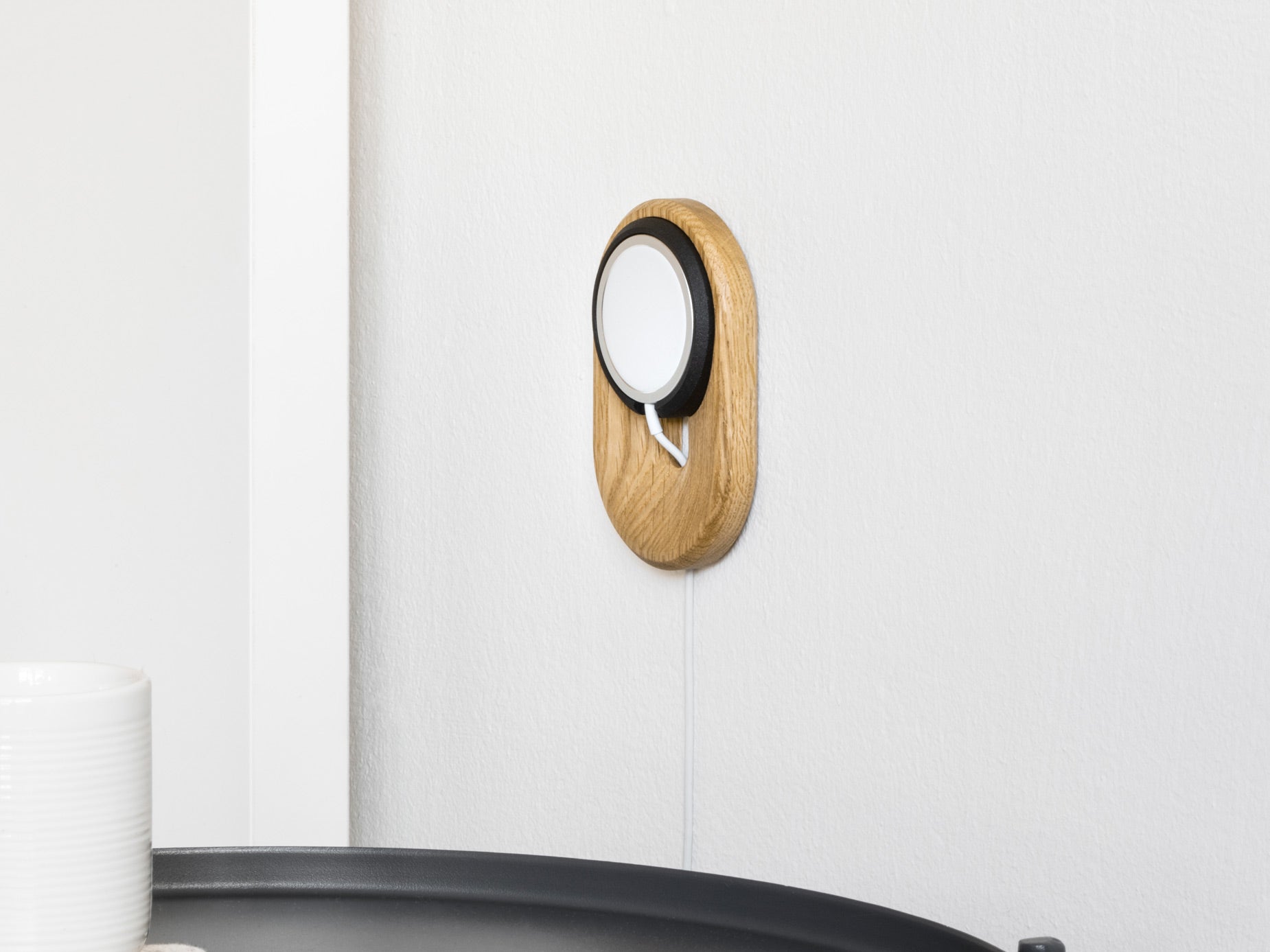oak magsafe iphone wall mount in the room | -