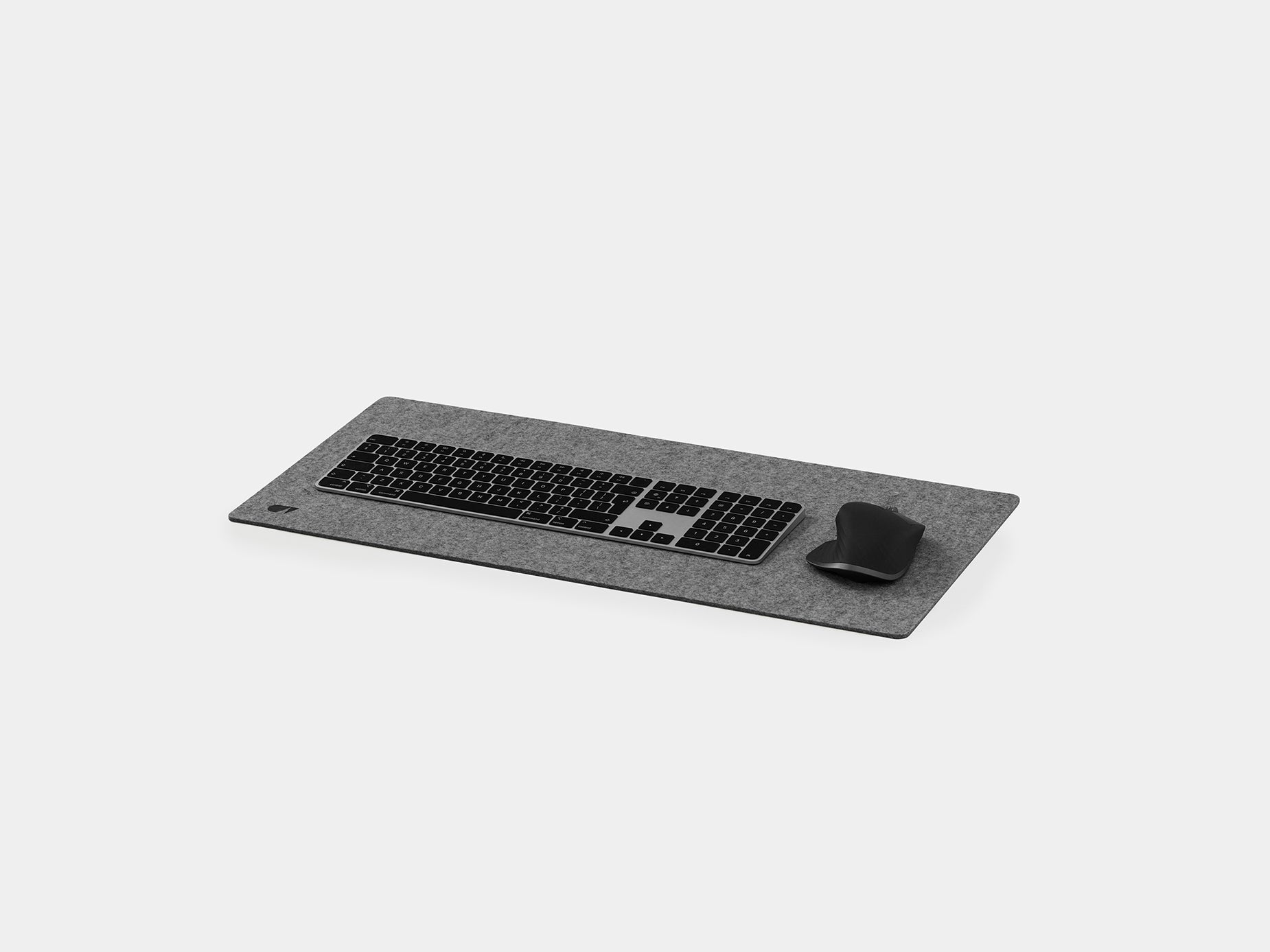 oakywood medium grey felt desk mat side view | grey, 62x30