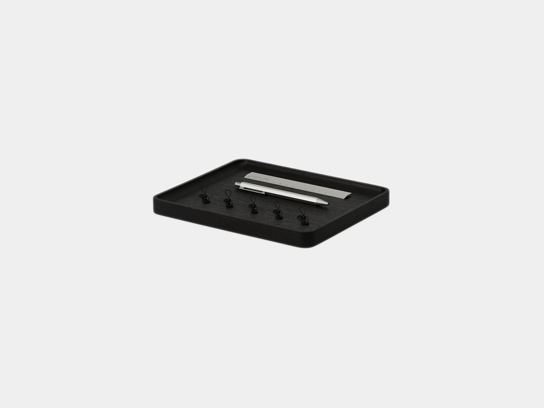 oakywood black wooden tray medium size side view | black, medium