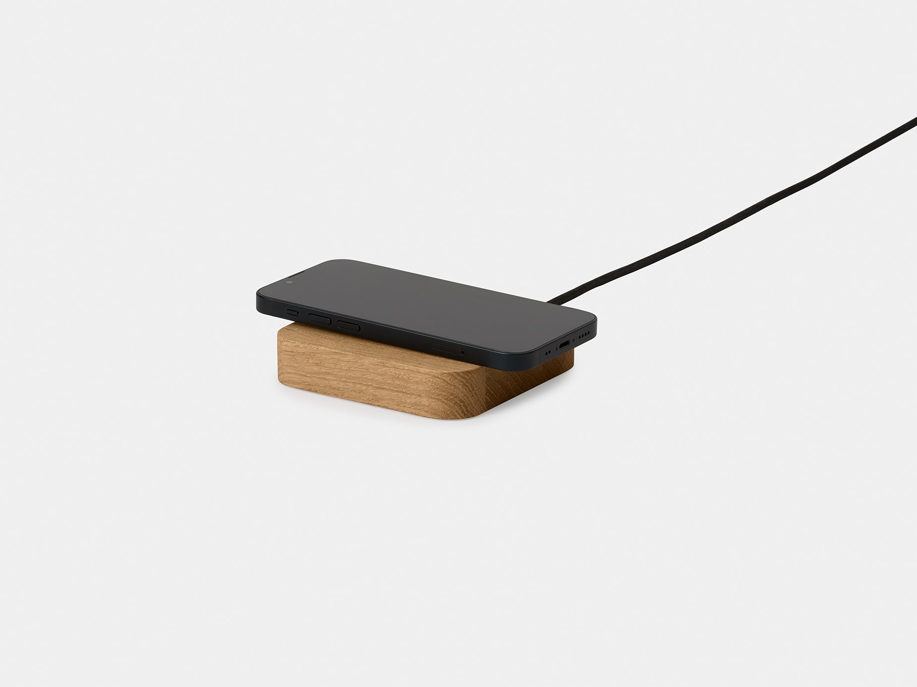 oakyblocks oak wooden wireless charger side view | oak