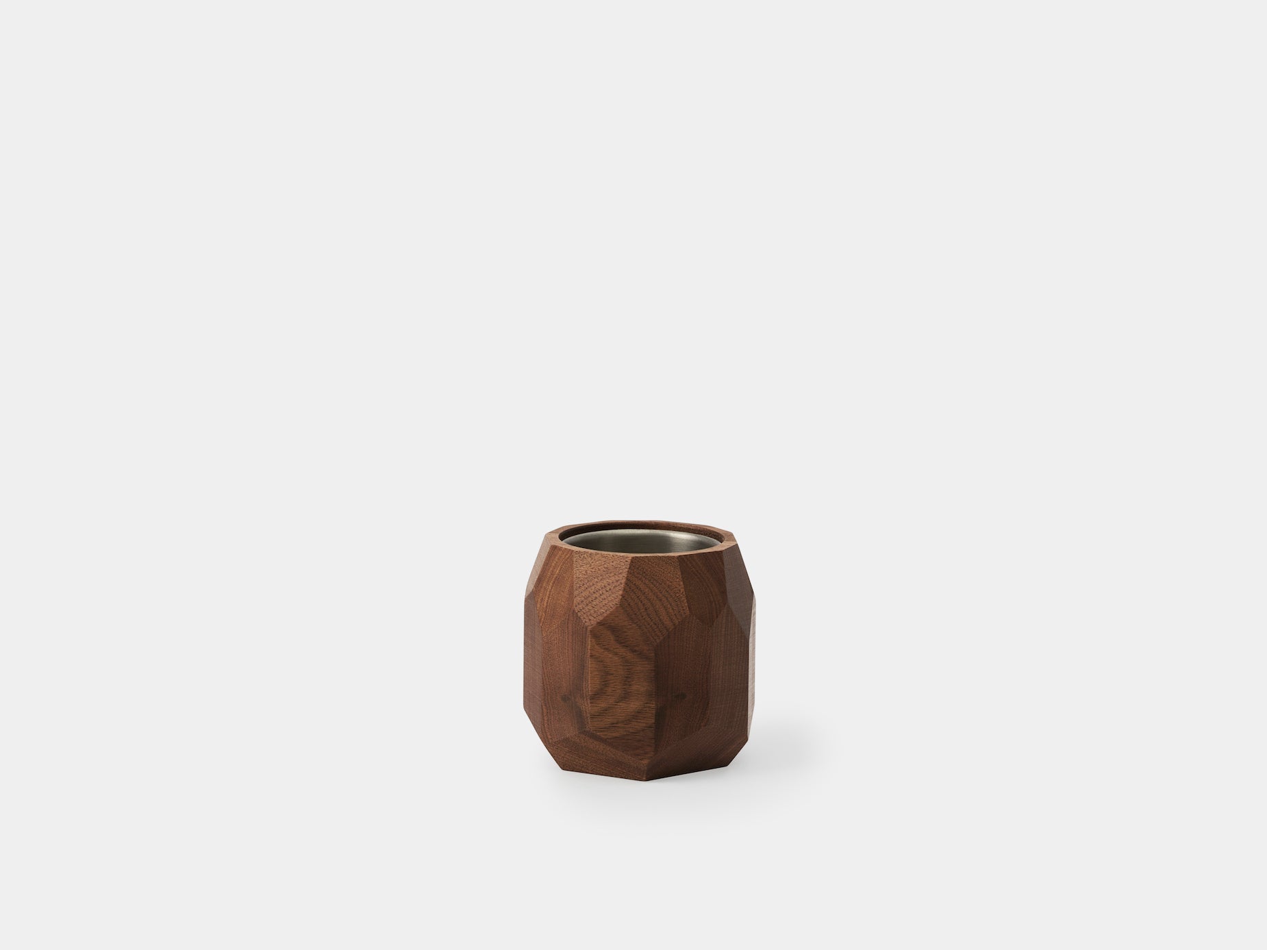 oakywood walnut wooden geometric pot empty | walnut