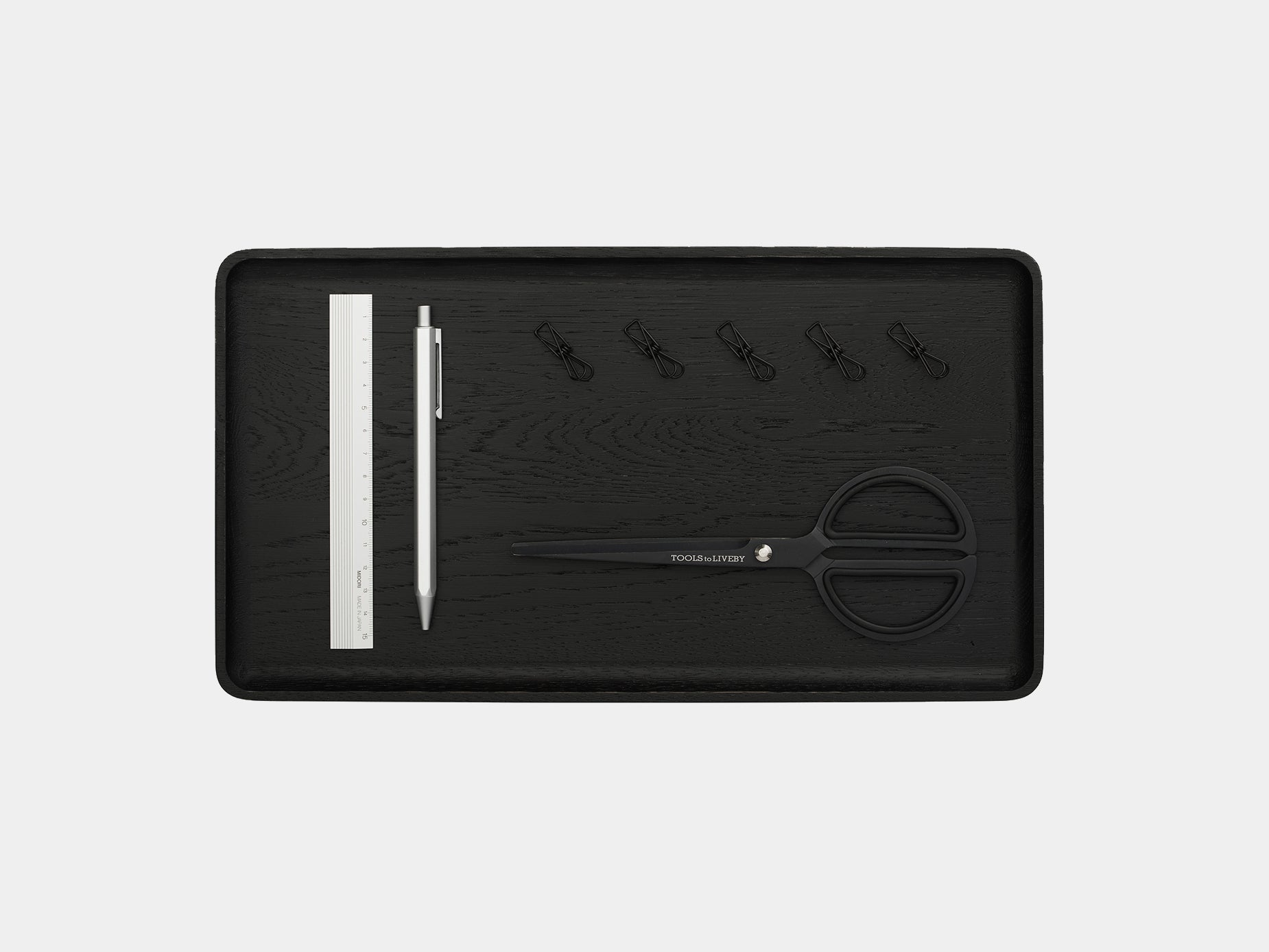 oakywood black wooden tray large size top view | black, large