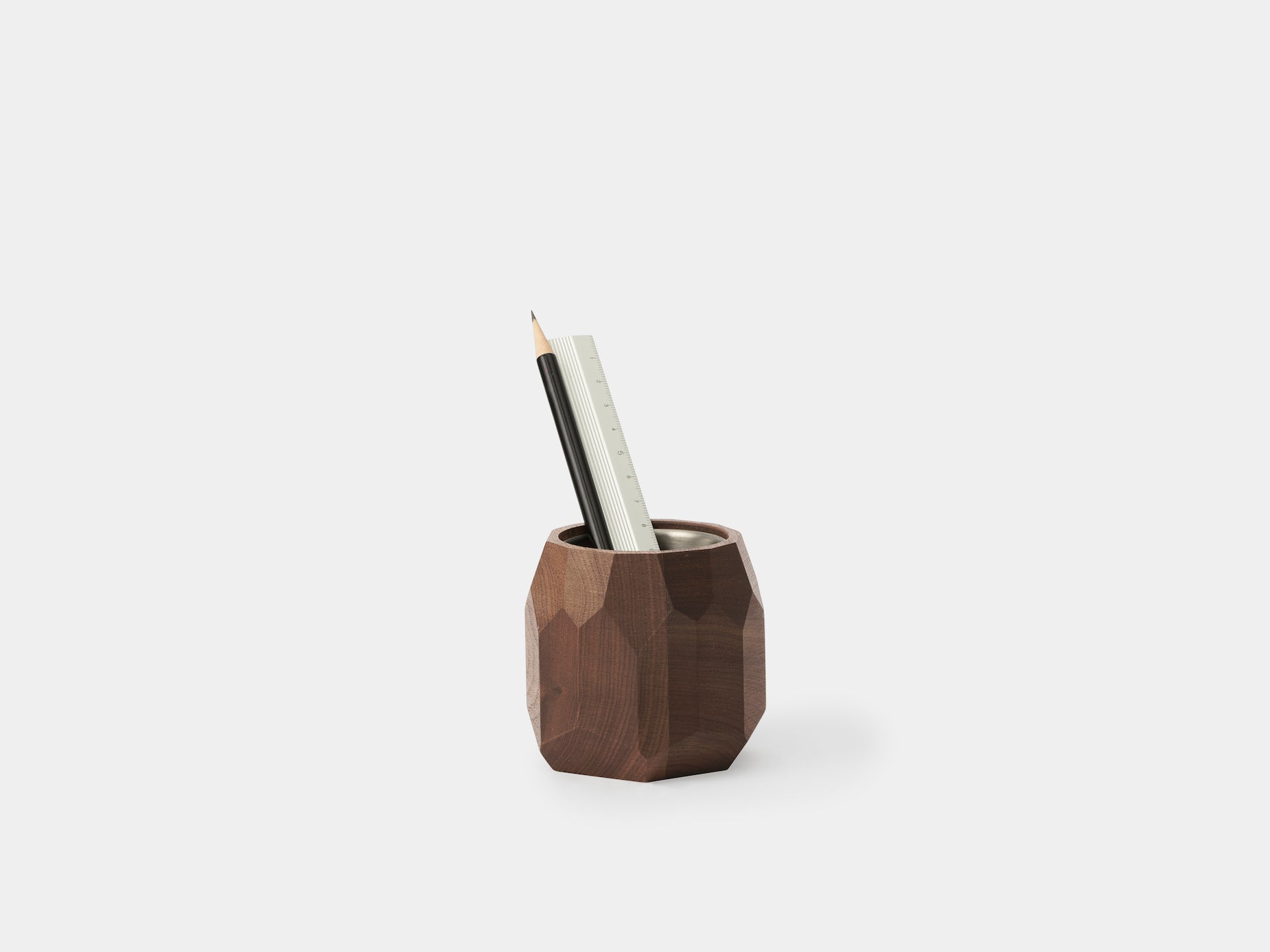 oakywood walnut wooden geometric pot with pencil | walnut