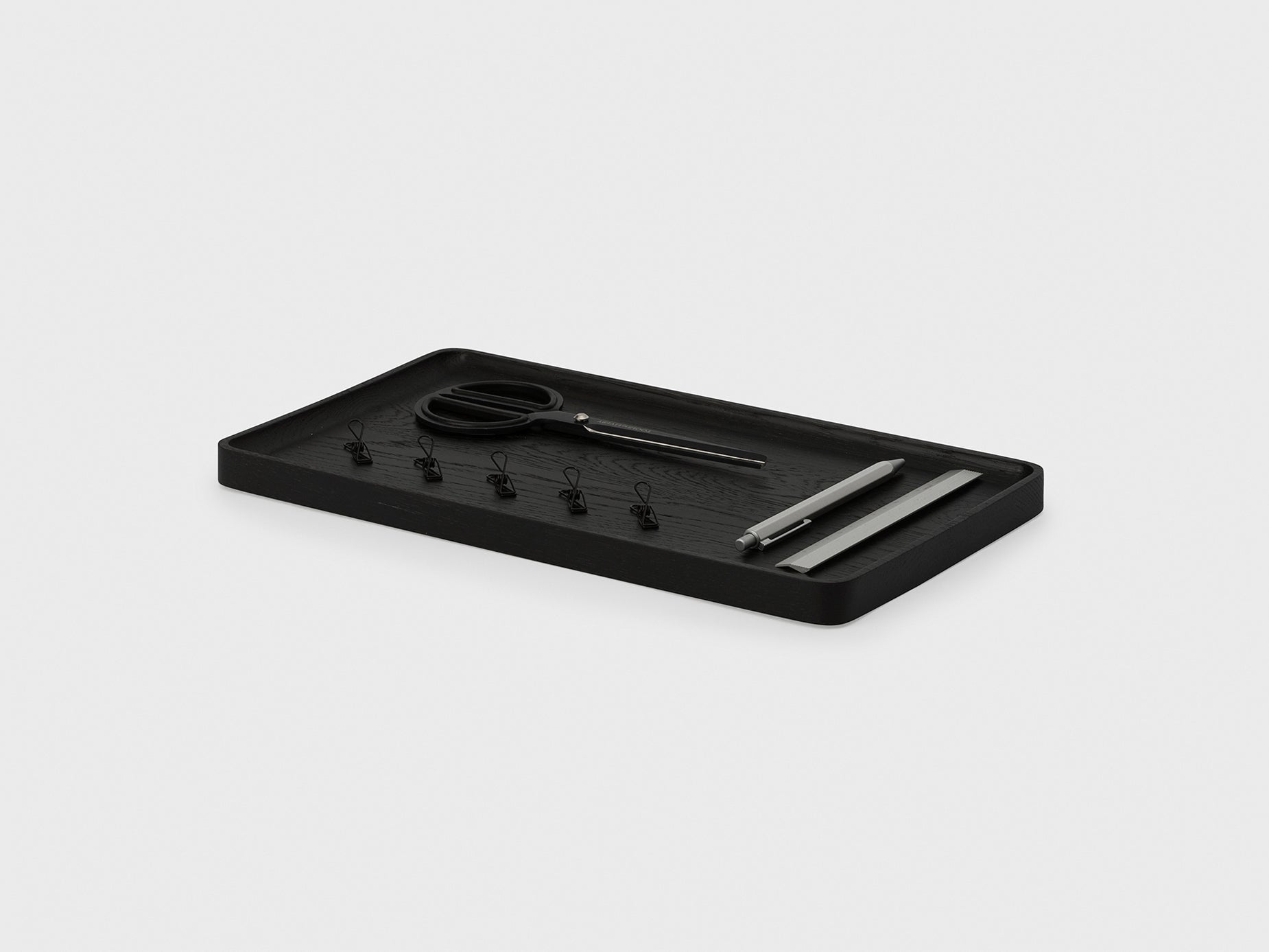 oakywood black wooden tray large size side view | black, large
