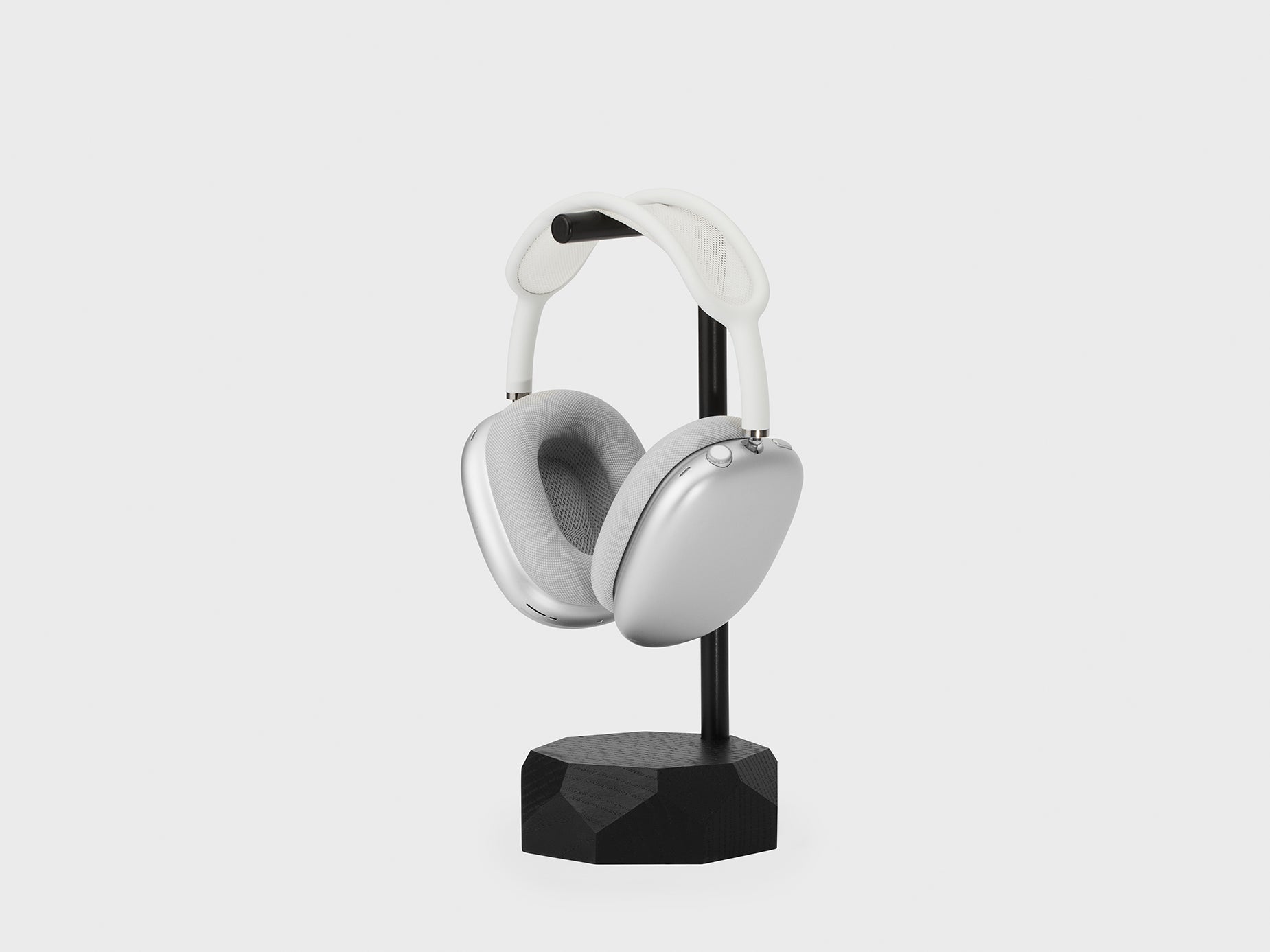 black Headphones Stand with airpods max | black