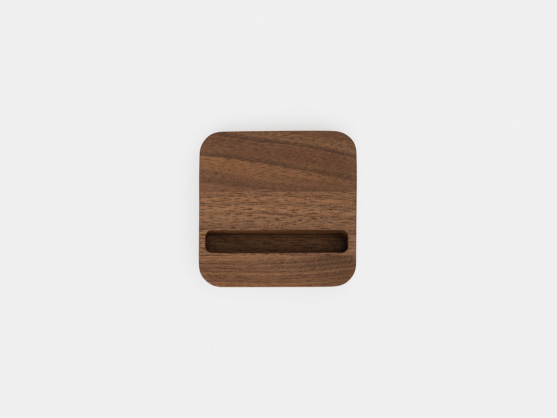 oakyblocks walnut smartphone holder top view | walnut
