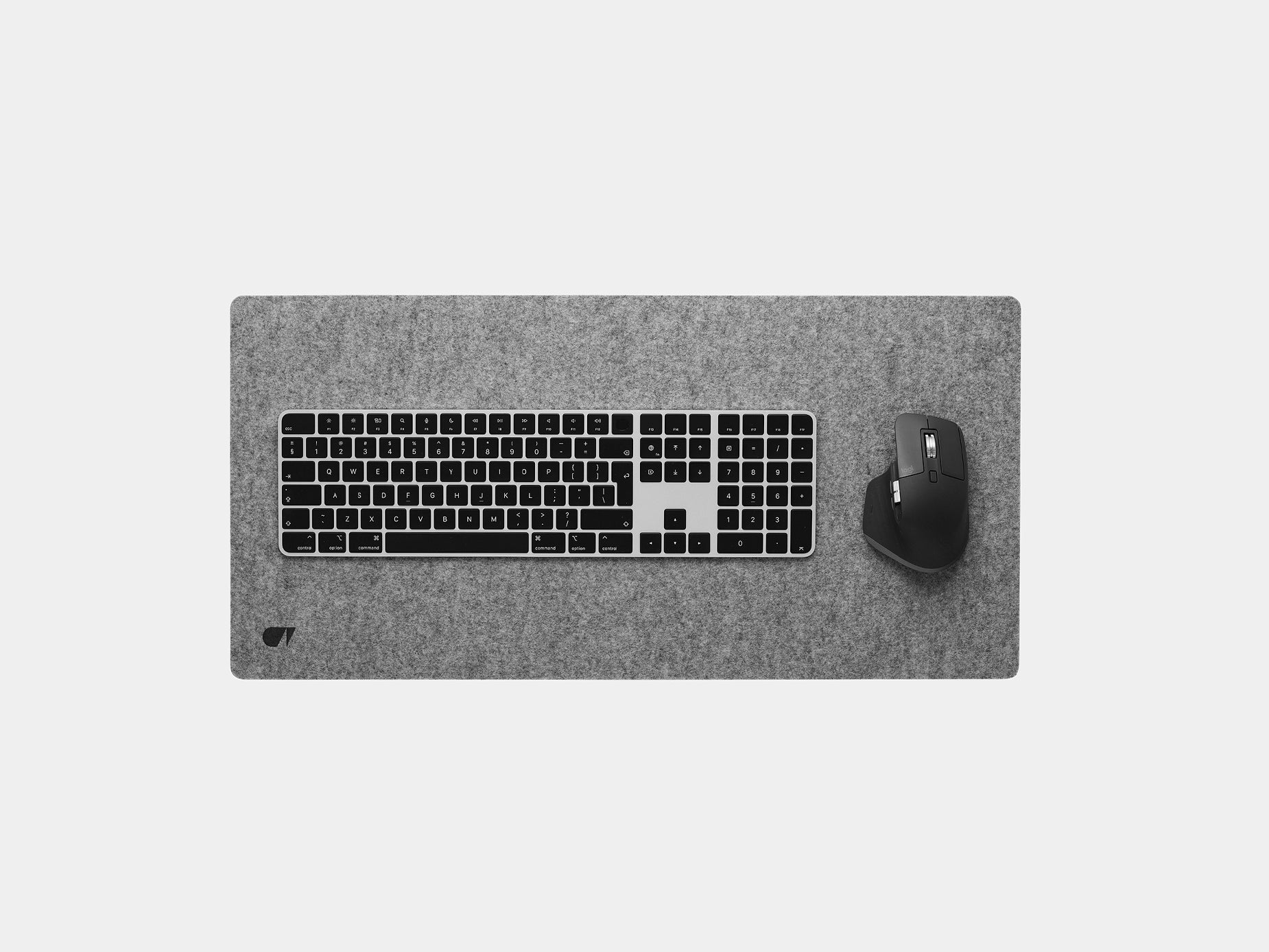 oakywood medium grey felt desk mat top view | grey, 62x30