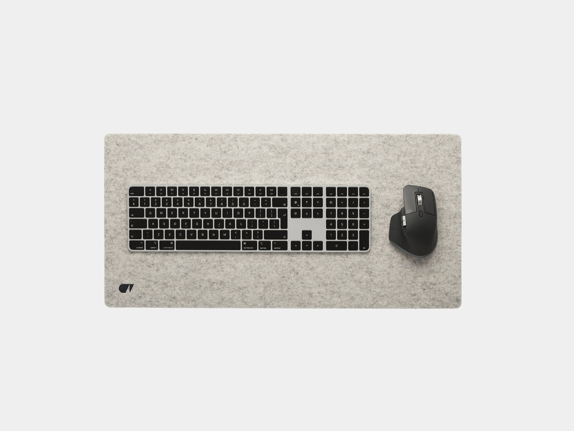 oakywood medium stone grey felt desk mat top view | stone grey, 62x30