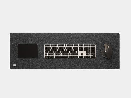 oakywood large anthracite felt desk mat top view | anthracite, 90x30