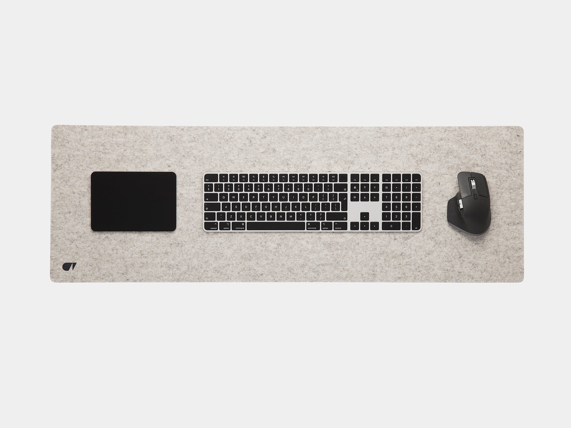 oakywood large stone grey felt desk mat top view | stone grey, 90x30