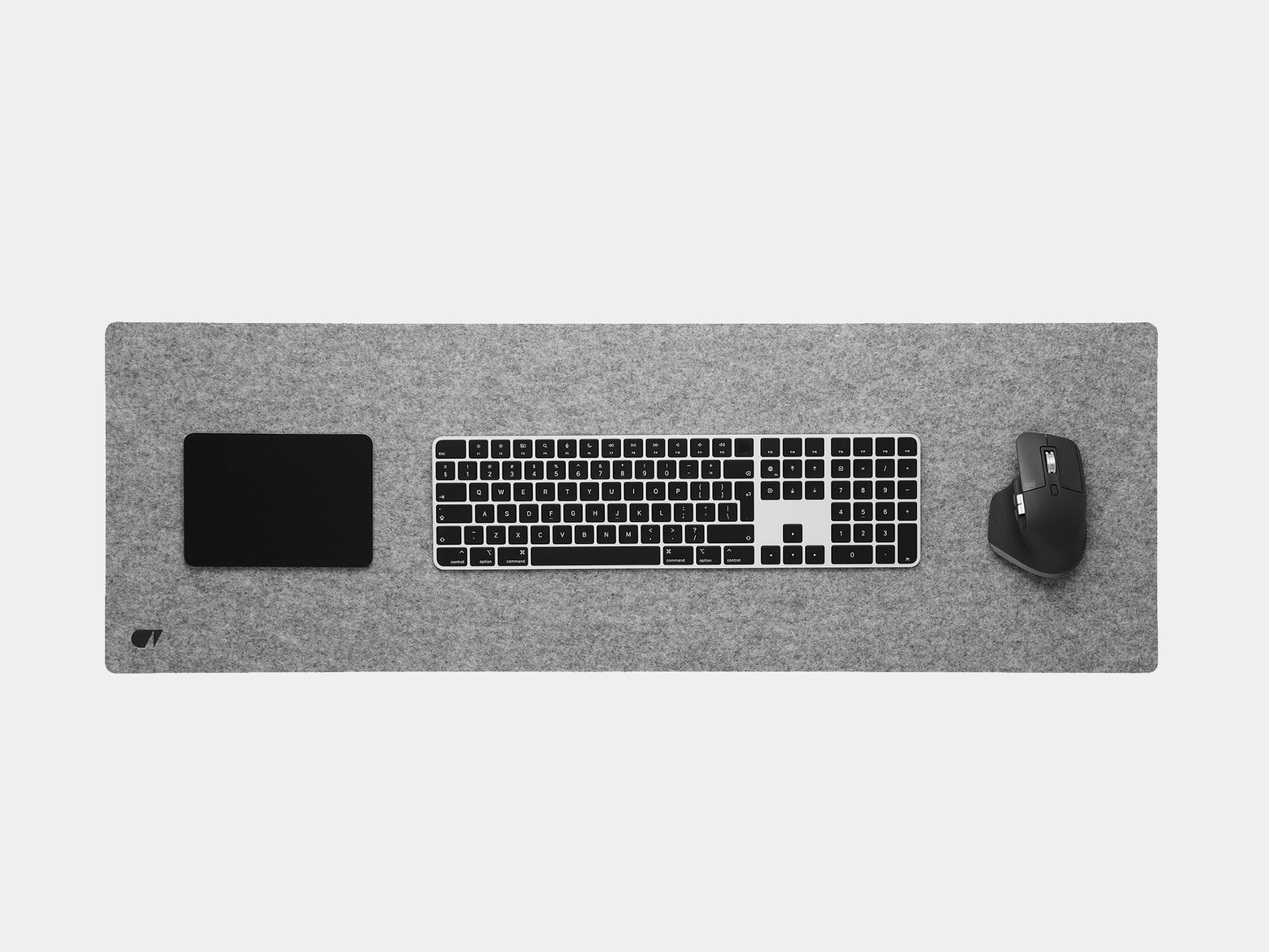 oakywood large grey felt desk mat top view | grey, 90x30