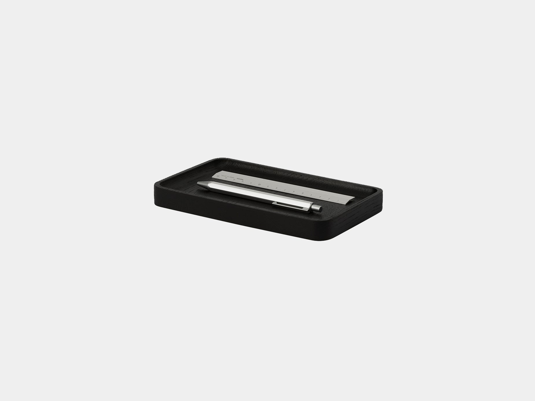 oakywood black wooden tray small size side view | black, small